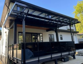 patio cover with darker glass railing